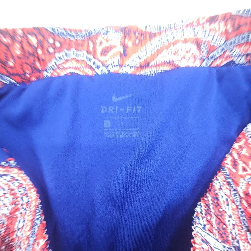 Nike Shorts Womens Large Red Blue Tempo Paisley Dri FIT Lined Running Athletic